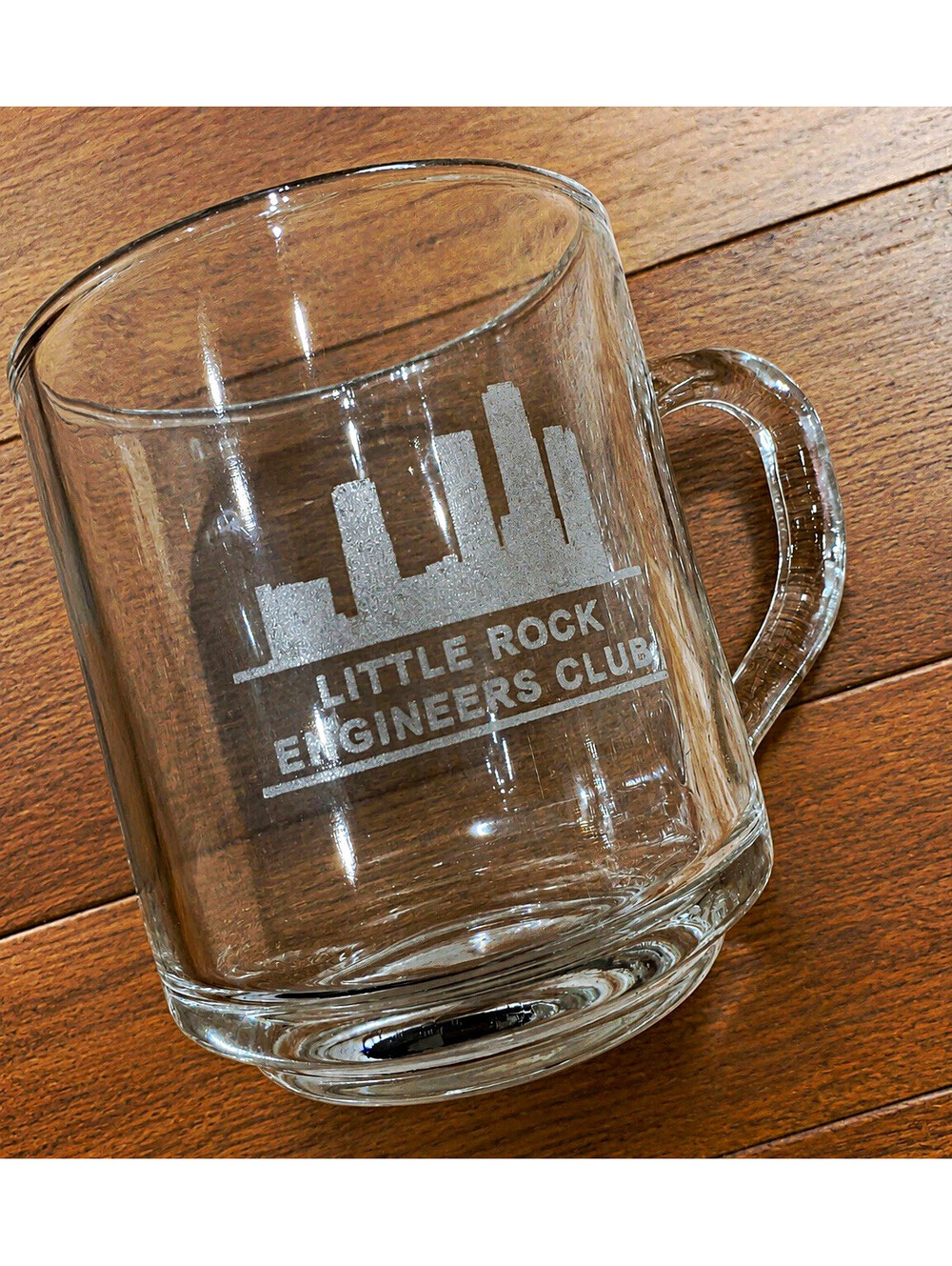 Little Rock Engineers Club Clear Glass Mug, Etched Novelty Advertising, Handle